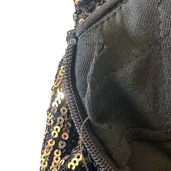 JOVANI Strapless Mermaid Black Gold Sequin Evening Gown Maxi Dress Size S (2-4) - Picture 14 of 15